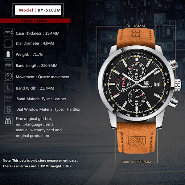 BENYAR Mode Chronograph Sport Herrklockor Toppmärke Lyx Quartz Watch Reloj Hombre saat Klocka Man timme relogio Masculino All black