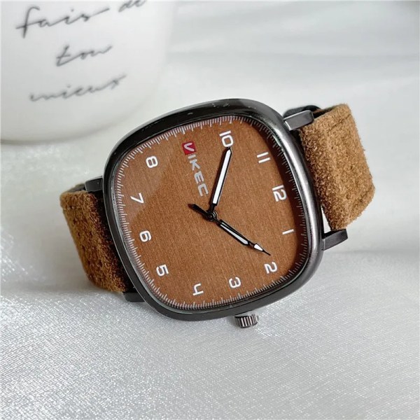 Märke Watch Ungdom Watch Vintage fyrkantig urtavla Läderbälte Armbandsur Casual Män Kvinnor Presentklocka BR