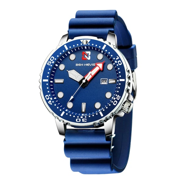 Ben Nevis herrklockor Lyxig analog watch med datum Watch Vattentät silikongummirem Relogio Masculino blue