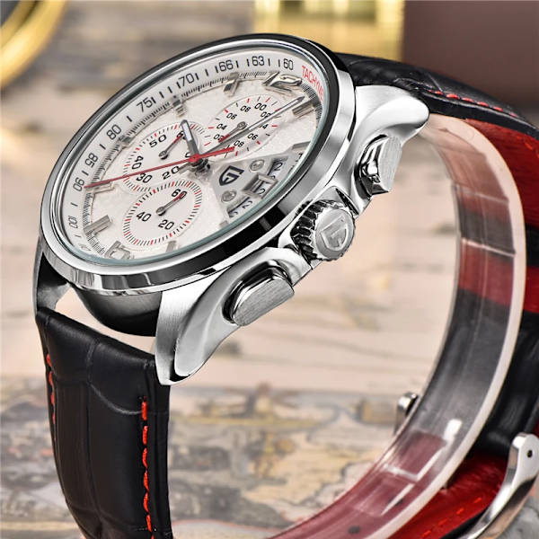 relogio masculino PAGANI DESIGN Män Quartz Klockor Lyxmärken Mode Tidsinställd rörelse Militär Klockor Läder Quartz Klockor white red B
