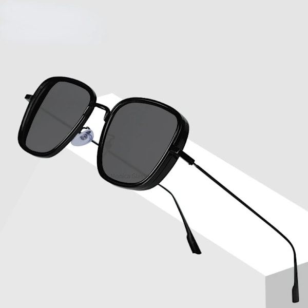 Retro fyrkantiga solglasögon Män Tony Stark Solglasögon Lyxmärke Designer Steampunk Solglasögon Röd Svart Solglasögon Dam UV400 Black frame gray C1 Other