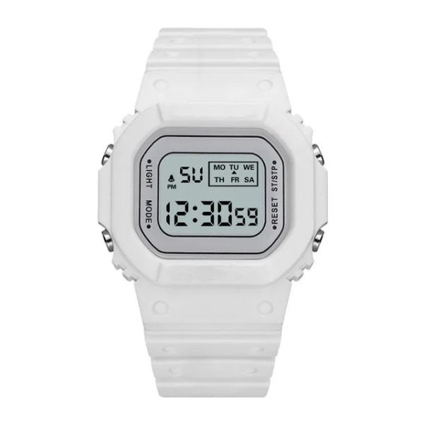 Herr Damklockor Guld Casual Digital Watch Lover's Gift Clock LED Lysande armbandsur Pojke Flickor Väckarklocka WHITE