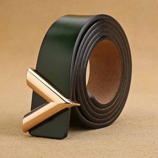Top Lyx Designer Märke Nål Spänne V-bälte Smal hög kvalitet Kvinnor Klänningsrem i äkta läder för jeans Midjeband 28mm dark green 110cm