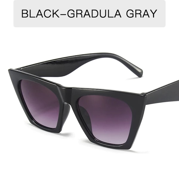 HKNA Mode Cat Eye Solglasögon Dam Gradient Vintage Glasögon Dam/Män Retro Cat Eye Solglasögon Gafas De Sol Mujer UV400 BlackDoubleGray Free Cloth