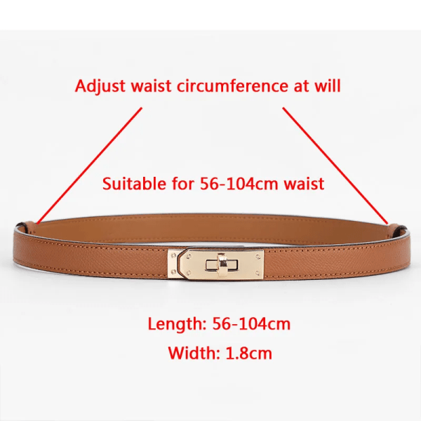 2022 Nytt lyxvarumärke högkvalitativt kvinnor i äkta läder 1,8 cm bredd Bälten Golden Lock Spänne Klänning Jeans Tröja Midjeband Bälte Camel 105CM