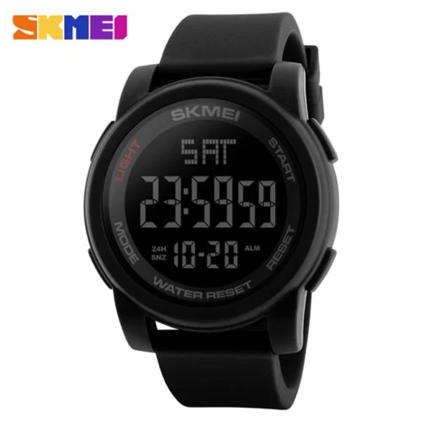 SKMEI 1257 Lyx Man Klockor Mode Fritid Sport Digital Watch För Herr Vattentät Elektronik Klocka Herr Armbandsur Reloj 1257 Black