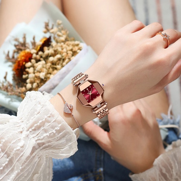 POEDAGAR Lyxmode Watch Hög kvalitet Casual Diamond Rostfritt stål Vattentät Kvarts Watch Zegarek Damski Rose Gold Green