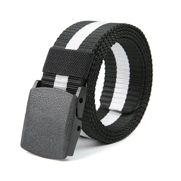 Automatiskt spänne för män Nylon utomhus canvasbälte Högkvalitativt herrbälte Black White Black 100 CM