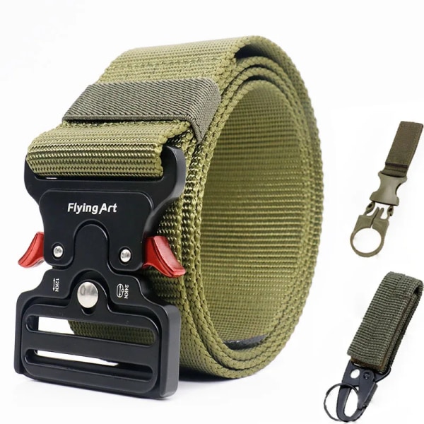 Taktiskt nylon för män Army Militärbälte Byxor Metallspänne Canvas Midjeband Man Polis Utomhusträning Midjebälte brett belt with 2 hook(.2371) 125cm(.2371)