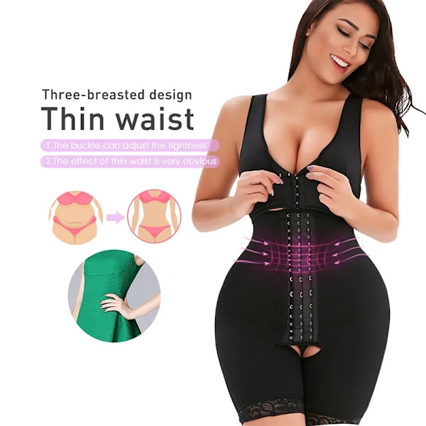Kvinnor Shapewear Body Shaper Trosa Fajas Efter operation Efter fettsugning Kompressionsplagg Butt Lifter Krokar Beige 4XL