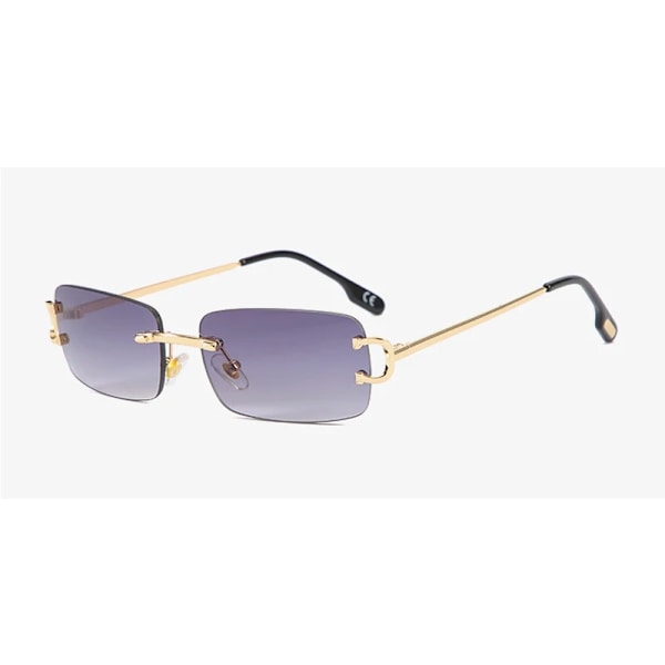 Kachawoo retro rektangulära solglasögon båglösa manliga kvinnliga uv400 små solglasögon mode blå rosa guld metall födelsedagspresenter gold with grey as show in photo