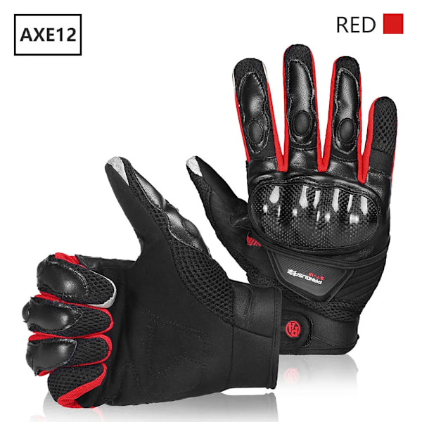 Iron Jia'S Mesh Motorcykelhandskar Andningsbara Kolfiberskydd Motocross Pekskärm Slitstarka Motorcykelhandskar Red XL