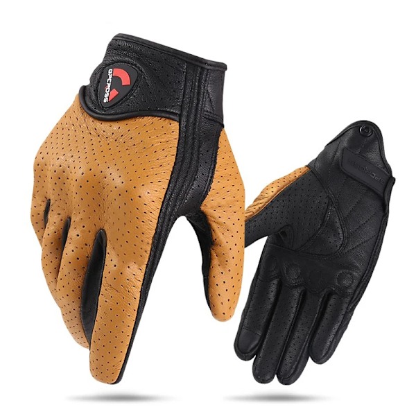 Retro Pursuit Perforerade Motorcykelhandskar i Äkta Läder Moto Vindtäta Guantes Motorcykel Skyddsutrustning Motocrosshandskar Model 2 M