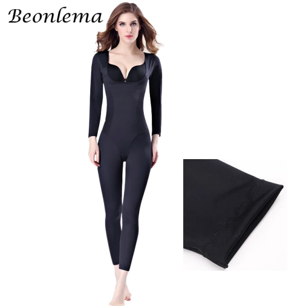 Beonlema Kvinnor Body Modeling Shaper Full Lång Ben Shapewear Sömlös magkompression Slimmande Underkläder Plus Size Bodysuit Black2 L