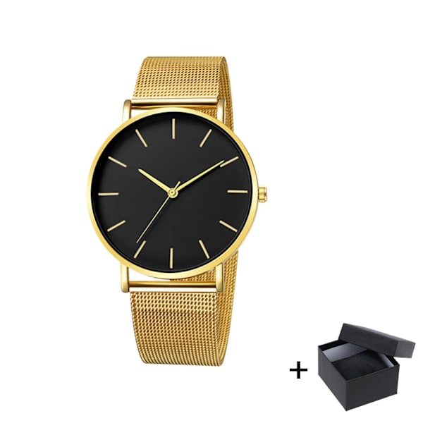 Watch 2022 Lyxmode Enkel Armbandsur Läder Guld Urtavla Casual Man Brecalet Quartz Clock Vip-länk för droppe 568 Gold black