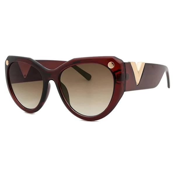 Nytt lyxvarumärke Svarta överdimensionerade solglasögon Dam Raffinerad design Stora stora solglasögon Dammode V Cat Eye Solglasögon Uv400 C3 look picture