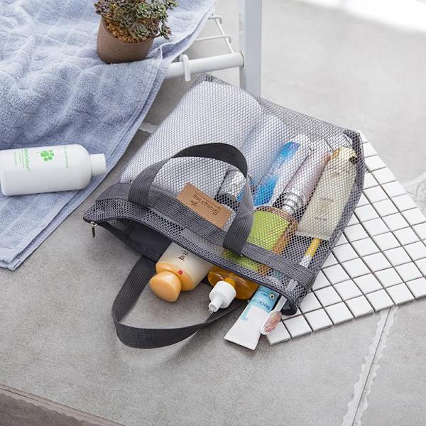 Kvinnor Beach Gym Bad Kosmetikväska Set Makeup Mesh Toalettpåsar Herr Organizer Bärbart case wine red