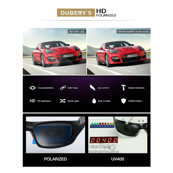 DUBERY Brand Design Herrglasögon Polarized Night Vision Solglasögon Herr Retro Man Solglasögon För Herr UV400 Skärmar 1418 C7 Polarized D1418