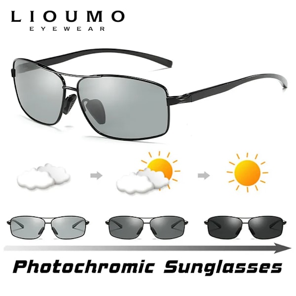 LIOUMO Top Photochromic Solglasögon Män Kvinnor Polariserade kameleontglasögon Körglasögon Antireflex solglasögon zonnebril heren Gun frame LIOUMO