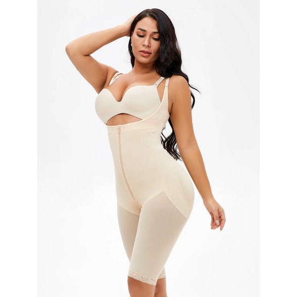 Helkroppsformare Postpartum Fajas Colombiana Kvinnor Magkontroll Kroppsform Frontstängning Postpartum Bodysuit Waist trainer 98-D635 Skin XXXL