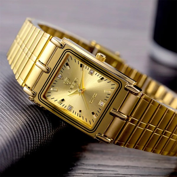 2022 lyxiga guld stålarmband armbandsur Kvinnor manlig klocka Golden Quartz Watch för män kvinnor klockor relogio masculino L1018 men1 with box