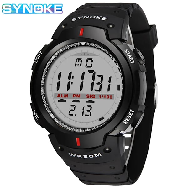 SYNOKE Herr Elektronisk Watch Sport För Herr Vattentät Lysande Multi Utomhus bergsbestigning Storskärm Elektronisk Wat Cool black