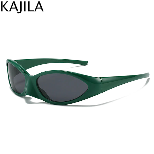 Rektangel Sportsolglasögon Dam Män Retro Punk Trendiga 2000-talssolglasögon för damer Cykelglasögon Y2K utomhusglasögonskydd Green Black With a screwdriver