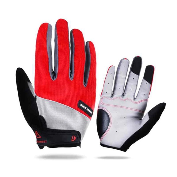 Cykelhandskar Herr Full Finger Touch Screen Cykel Anti-Silp Vante Stötsäker Andas utomhus MTB Cykel Ridutrustning Red1 L