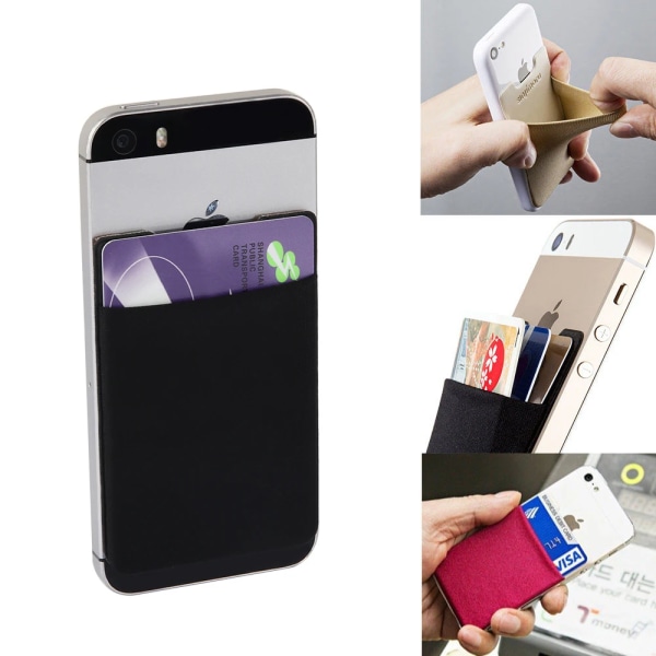 1 st nytt elastiskt case Kredit ID-kortshållare Självhäftande case Fodral Bärbar telefonbakficka 5.8x8.8cm-Pink