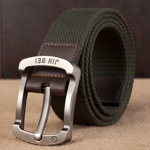 Herrspänne canvas bälte polyester flätat utomhus fritidsbyxor bälte 110-140 i längd 3,8 cm i bredd PWD001 Army Green 110cm