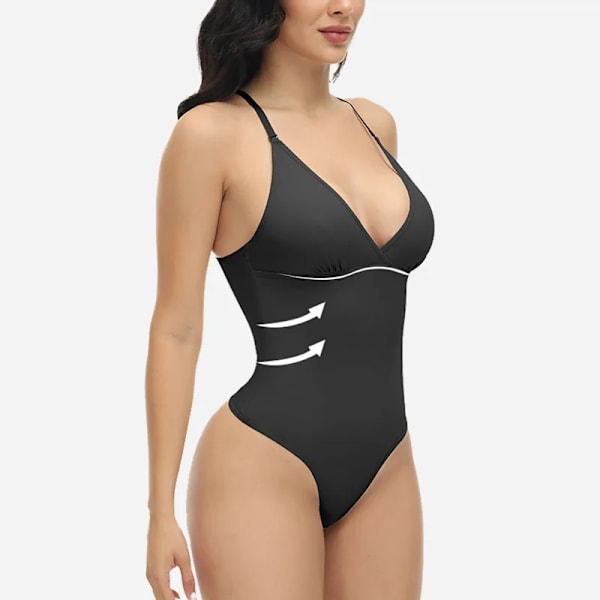 Woo Store Kvinnor Body Slimming Underkläder Kroppsformare Thong Waist Trainer Korsett Shapewear Tummy Control WSSS-12 Black M