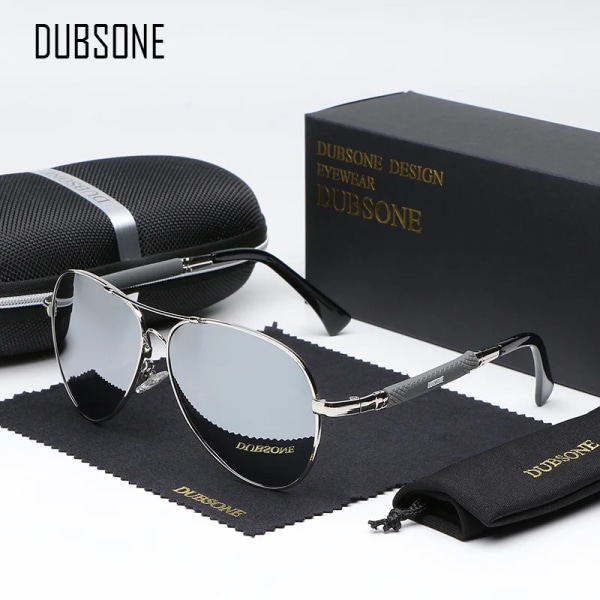DUBSONE 2021 New Trend Quality Titanium Alloy Solglasögon herr Polariserade solglasögon Dam Pilot Mirror Glasögon Oculos de sol Gun Gradient Gray Original