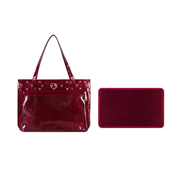 HAEX Lolita Damväska Trend Subkultur Patentläder Ita-väskor Dammode DIY Harajuku Estetisk Tote Bolso Mujer Red 41x29x8cm
