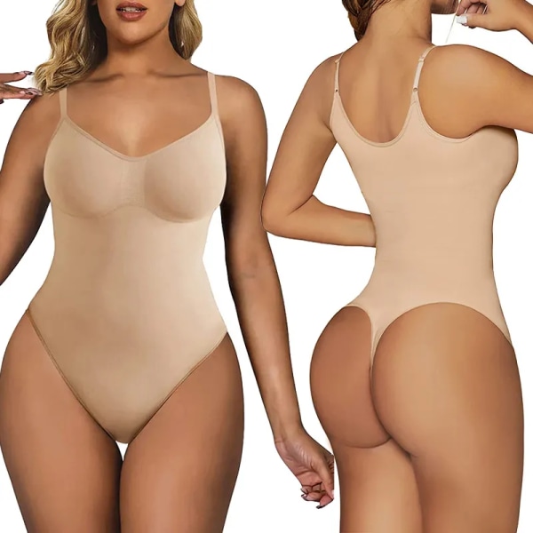 Body Shapewear Kvinnor Helkroppsformare Magkontroll Höft Rumplyftare Korsett Lår Reduktiv Bantning Waist Trainer Underkläder Black thongs L 68-75kg