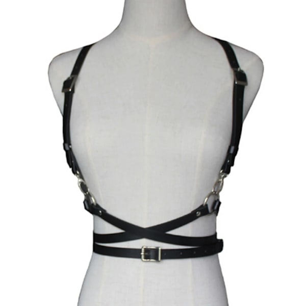 Kvinnor Sexig sele Midjebälte Harajuku O-ring Strumpeband Imiterat läder Kvinnor Kropp Justerbar Smal rem Klädtillbehör Black 1pc