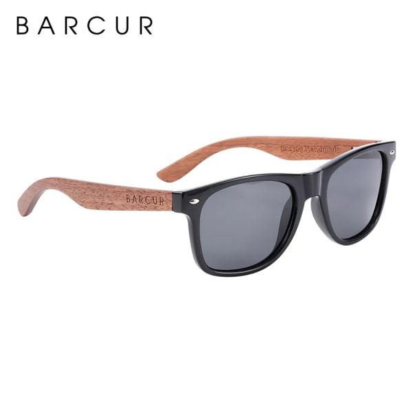 BARCUR Black Walnut Solglasögon Trä Polariserade Solglasögon Herr Glasögon Herr UV400 Skyddsglasögon Original Träkartong Matte Black Wood box BARCUR Polarized