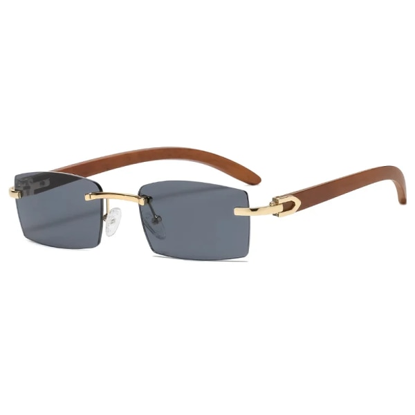 CATERSIDE New Punk Rimless Rectangle Solglasögon Herr 2021 Mode Vintage Trendig Small Ram Solglasögon Ramlösa Glasögon UV400 C21 Black As Photos Showing