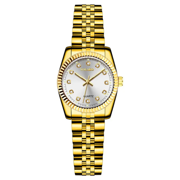 Damklockor Top Brand Luxury 2022 Fashion Diamond Dam Armbandsur Rostfritt stål Guld Mesh Armband Watch gold white