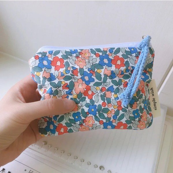 Mini bomull kosmetisk sminkväska Liten dragkedja Blomma Inre Organizer Väskor För Kvinnor Barn Tyg Små myntplånböcker Plånböcker TypeC
