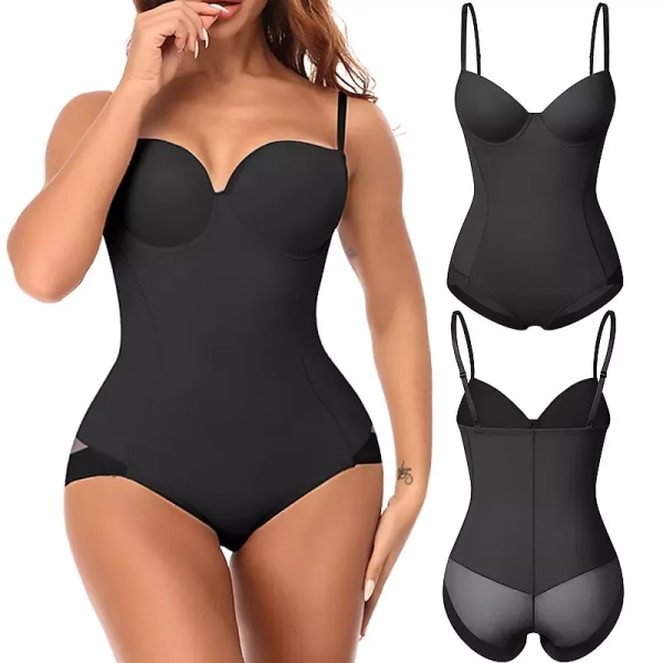 Underkläder för kvinnor Bodysuit Jumpsuit Body Shaper Waist trainer Korsett Shapewear Topp med inbyggd BH Återhämtning efter förlossningen Black XL