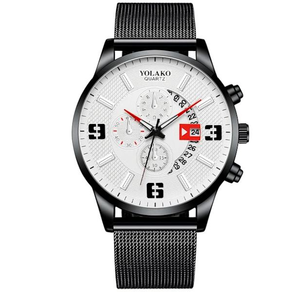 Mode Herrklockor Watch rostfritt stål Mesh Bälte Kvartsklocka Herr Business Casual Läderarmband Watch relogio masculino As Shown 11