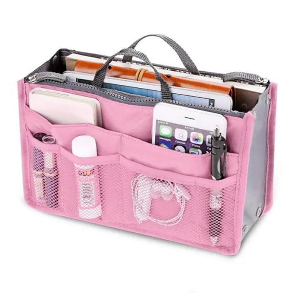 Organizer Insert Bag Dam Nylon Rese Insert Organizer Handväska Handväska Stor liner Dam Makeup Kosmetikväska Billig Damväska Pink