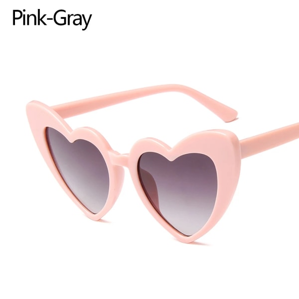 Nya hjärtlösa solglasögon Oceanlinser UV 400 skydd Söta barn/vuxna solglasögon utomhusresor glasögon för flickor pojkar Adult-Pink-Gray