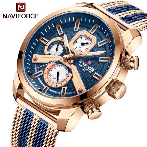 NAVIFORCE Kalenderklockor för män Casual Watch för män Quartz Armbandsklocka i rostfritt stål Watch Masculino 2022 GB