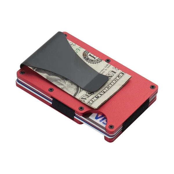Slimma plånböcker för män Smart Minimalistisk Tunn Plånbok Hane Metall Kolfiber Aluminium RFID Lyx Designer Korthållare 2022 Handväska red clip