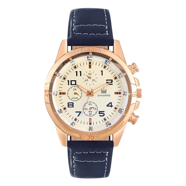 Herrmodeklocka Watch med stor urtavla Läderrem överdimensionerad watch Army Military Relogios Masculino Blue