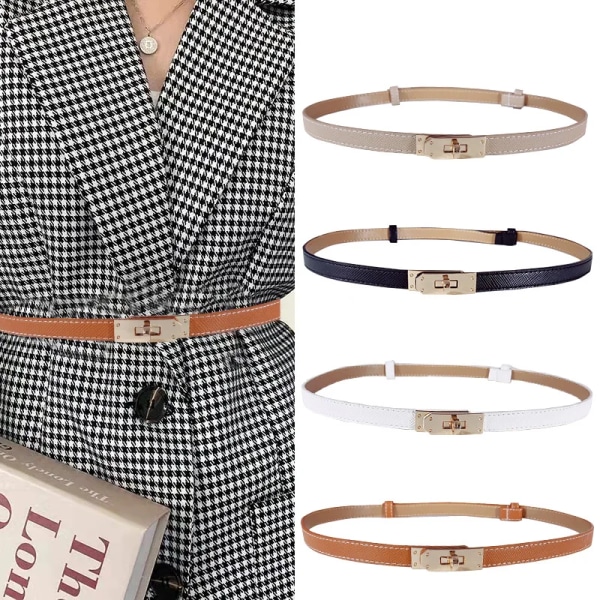 Pu Läder Elastiskt midjeband Damer Casual Lyx Design Kappa Skjorta Dekorativ smal midja gördel koreanskt mode Retro Goth-bälte White 100cm
