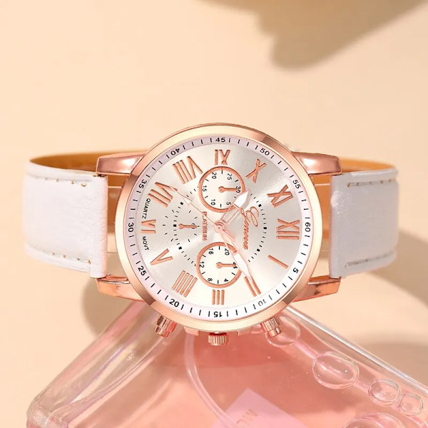 Reloj Mujer 2023 Mode Damklockor Dam Vitt Läder Quartz Watch för Dam Business Casual Watch Relogio Feminino White
