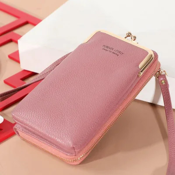 Mode små handväskor Crossbody-väskor Kvinnor Mini PU-läder Axelremsväska För GirlBolsas Damtelefonväska Blixtlåsflik Dk Pink