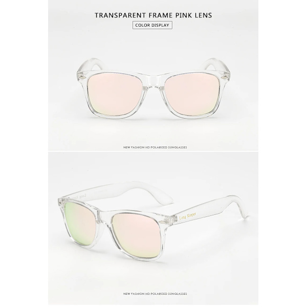 Spegelpolariserade solglasögon Dam Herr UV400 Night Vision Goggles Brand Design Transparenta solglasögon med LOGO LongKeeper transparent pink